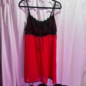Linea Donatella Red and Black Lace Chemise